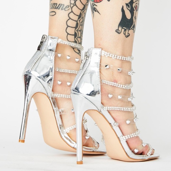 Clear rhinestone bootie pvc heels from dolls kill - Picture 4 of 4